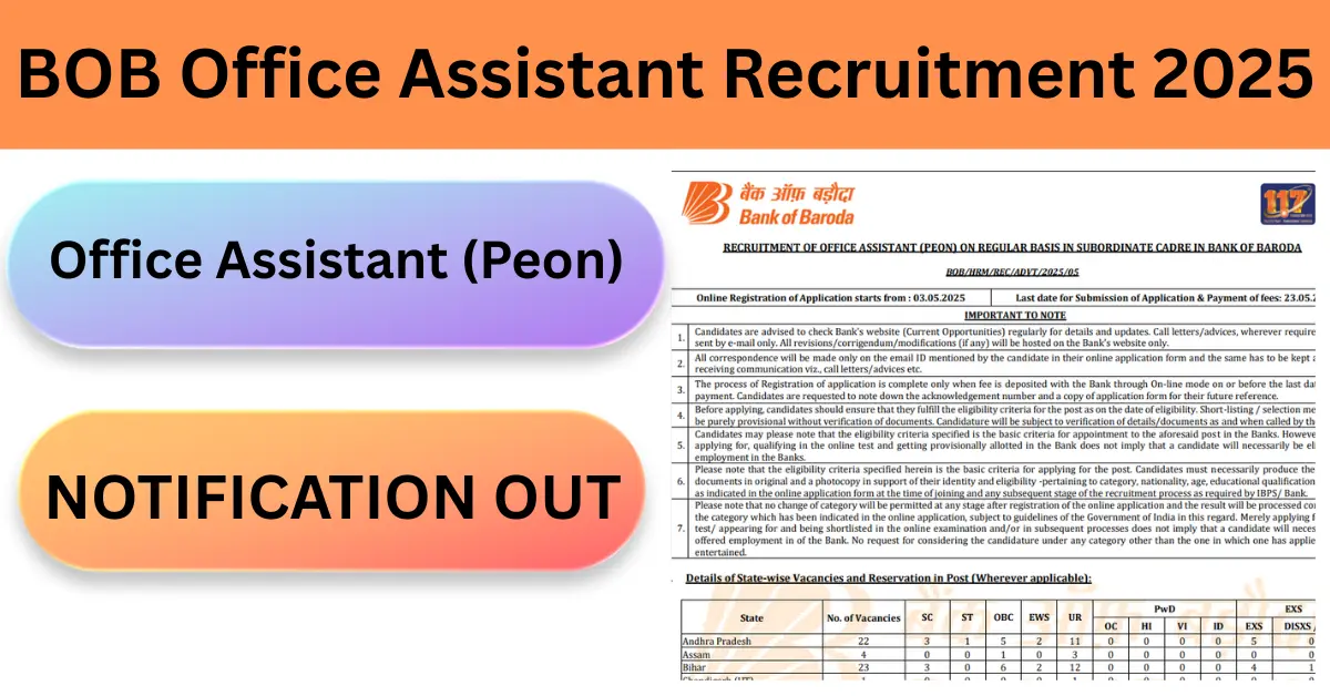 BOB Office Assistant Recruitment 2025